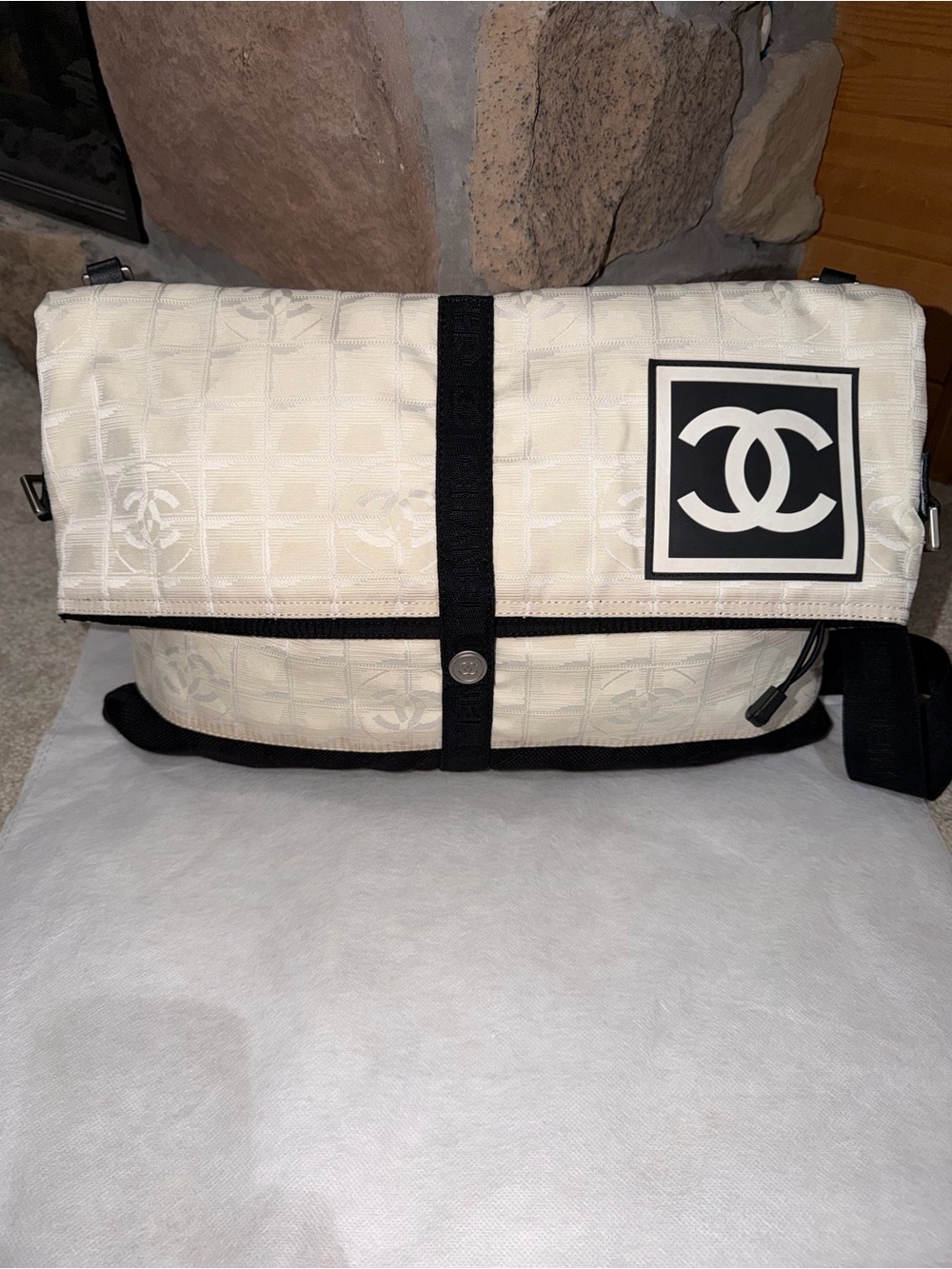 COA include CHANEL Cream and Black Messenger Bag with CC Patch